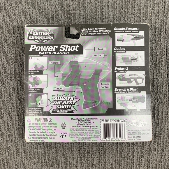 Water Warriors Power Shot Water Blaster With Equalizer Trigger Red BuzzBee Toys - Picture 6 of 8